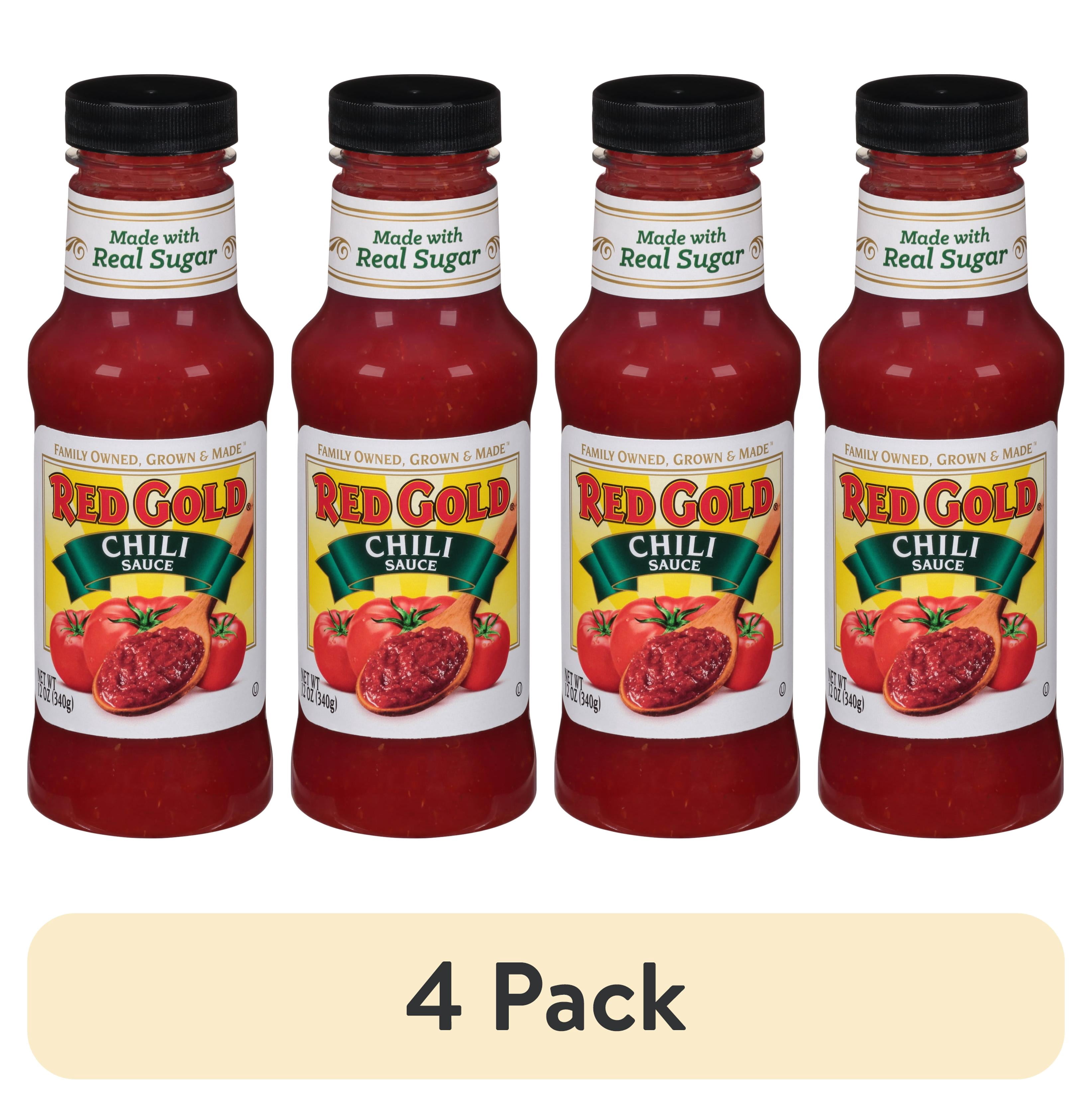 (4 pack) Red Gold Made with Real Sugar Chili Sauce, 12 oz Bottle