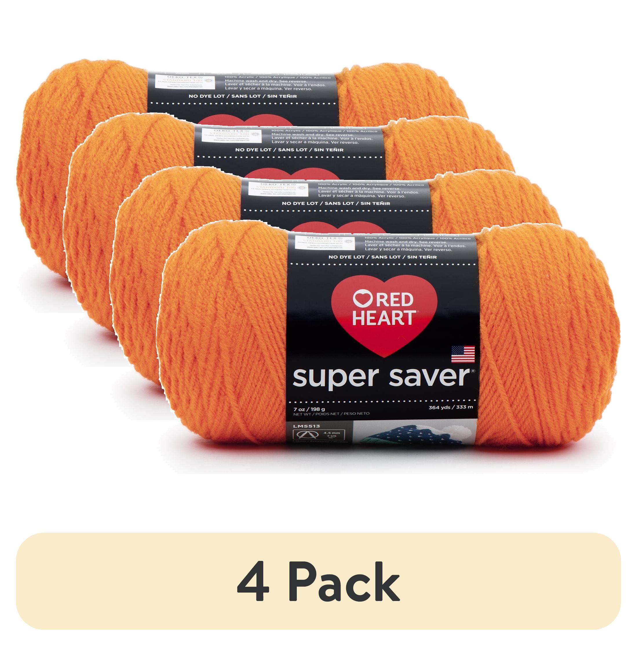 (4 pack) Red Heart® Super Saver® 4 Medium Acrylic Yarn, Pumpkin 7oz/198g, 364 Yards