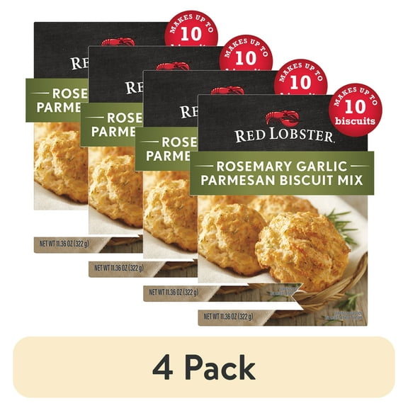 (4 pack) Red Lobster Rosemary Garlic Parmesan Biscuit Mix, Rosemary Garlic Herb Seasoning Included, 11.36 Oz Box