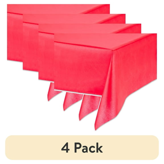(4 pack) Rectangular 54" x 108" Red Plastic Table Covers, 3 Count, by Way To Celebrate