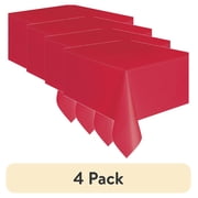 (4 pack) Rectangular 54" x 108" Red Plastic Table Covers, 3 Count, by Way To Celebrate