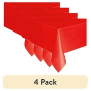 (4 pack) 3CT 54 IN x 108IN Red Rectangular Plastic Table Covers by Way To Celebrate