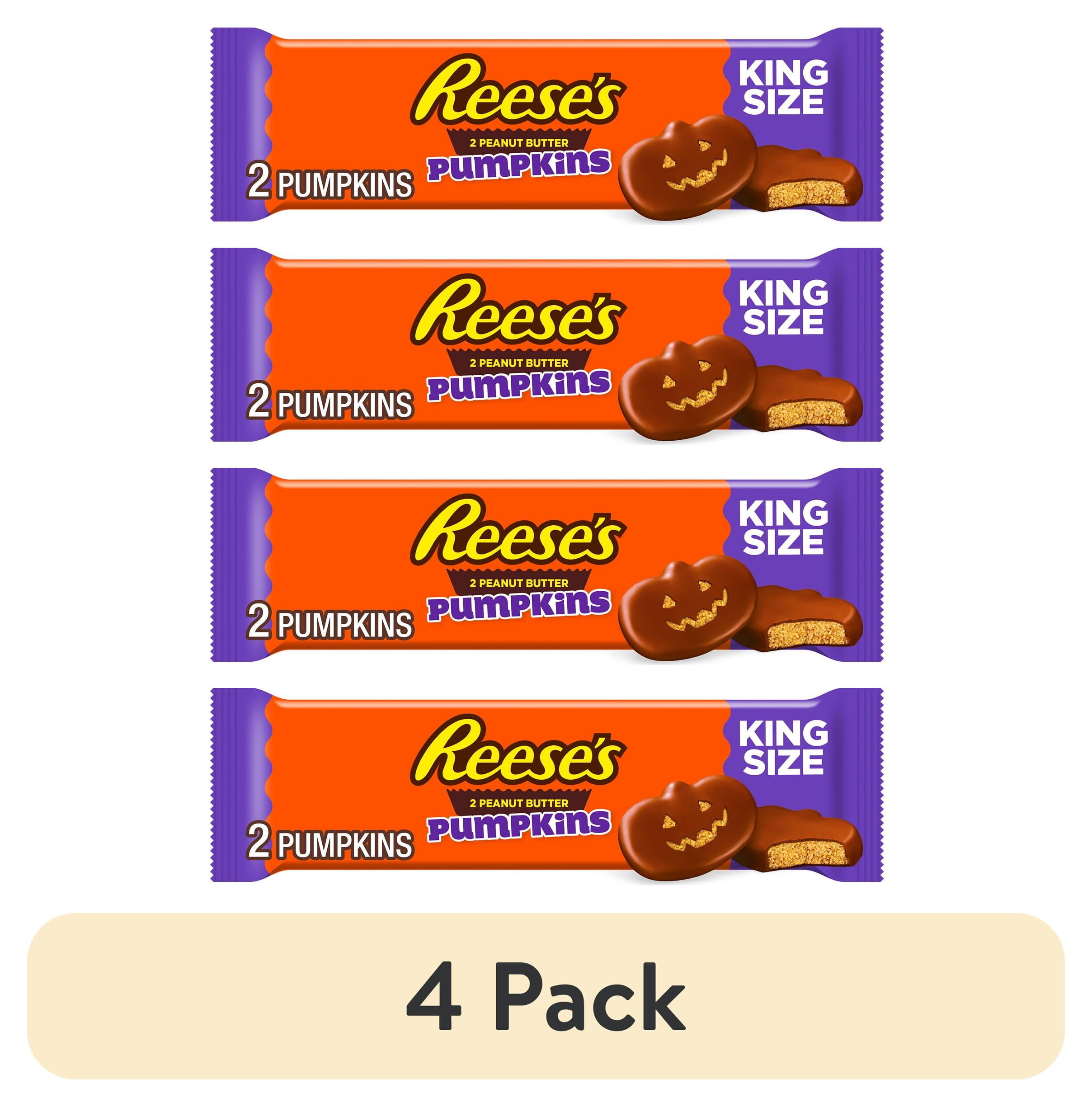 (4 pack) Reese's Milk Chocolate King Size Peanut Butter Pumpkins Halloween Candy, pack 2.4 oz, 2 Pieces