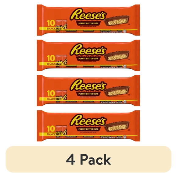 (4 pack) Reese's Milk Chocolate Peanut Butter Cups Candy, Snack Size, .55 oz (10 Count)