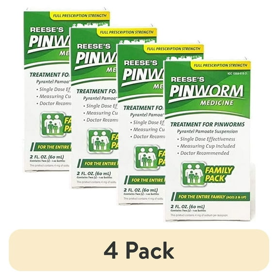 (4 pack) Reeses Pinworm Medicine Liquid For Entire Family, Full Prescription Strength, 2 Oz