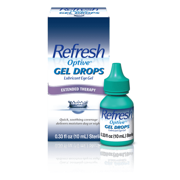 (4 pack) Refresh Optive Gel Drops – 0.33 oz (4 Pack) | Long-Lasting Hydration for Dry Eyes