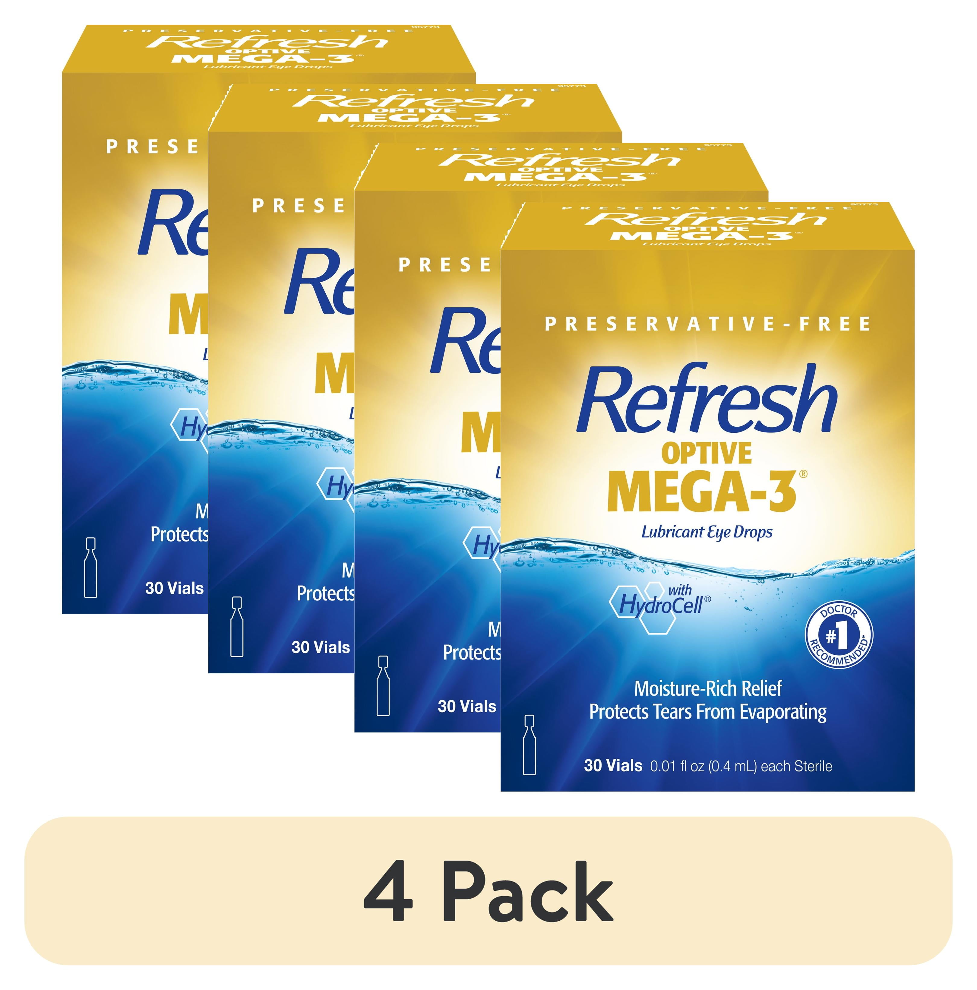  4 pack refresh optive mega 3 lubricant eye drops preservative free