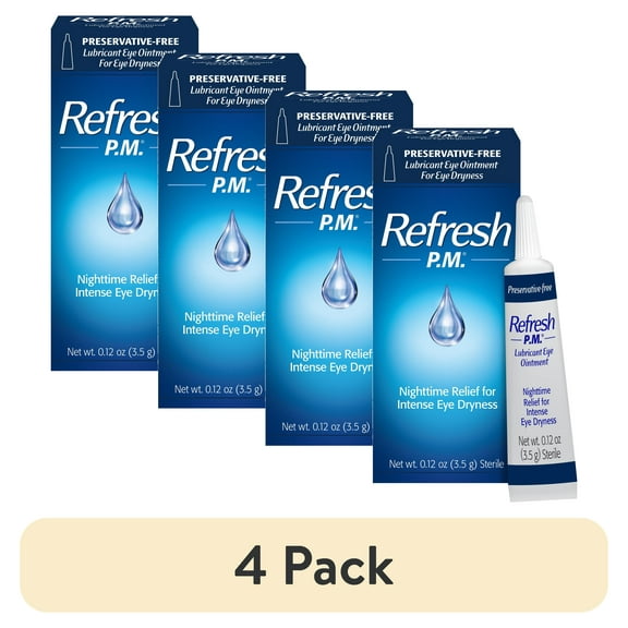 (4 pack) Refresh P.M. Preservative-Free Lubricant Eye Ointment, 3.5 g