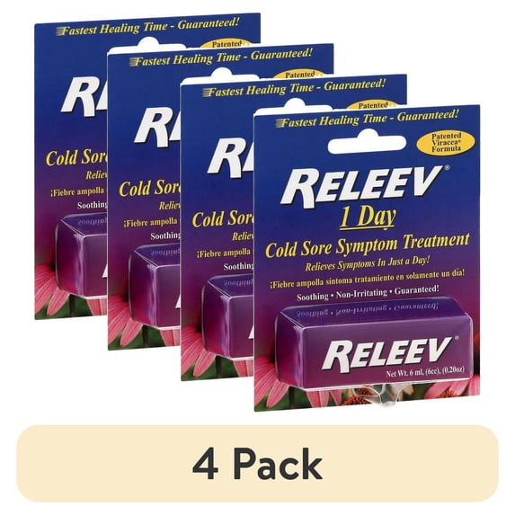 (4 pack) Releev Cold Sore Symptom Treatment I Day - .2 Oz