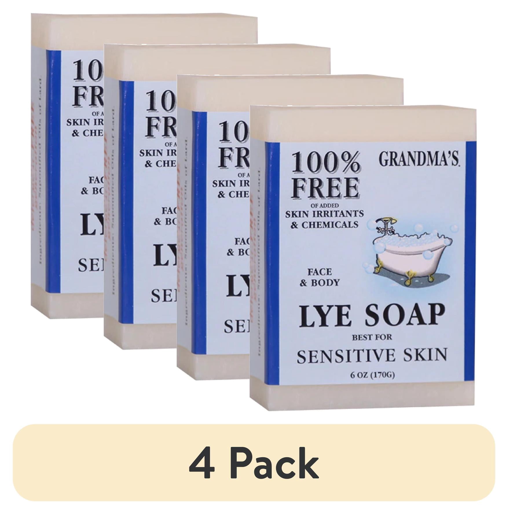(4 pack) Remwood Products Grandma's Pure & Natural Lye Soap Bars, 6 oz