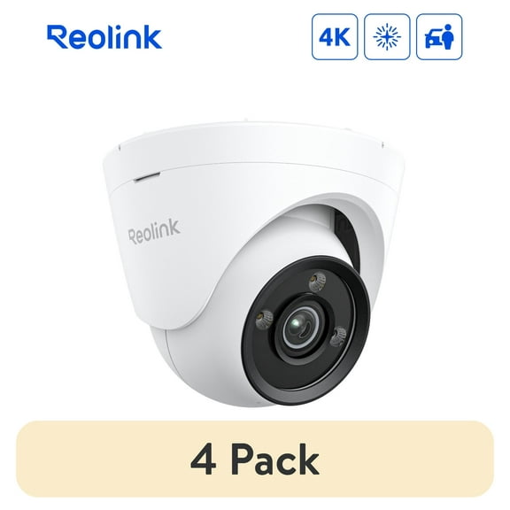 (4 pack) Reolink 4K 8MP Dome PoE IP Camera Color Night Vision F1 Super Aperture Person/Vehicle/Pet Detection