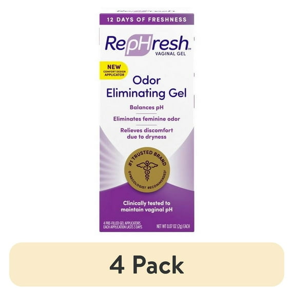 (4 pack) RepHresh Vaginal Personal Lubricant Odor Eliminating Gel, 4 Ea
