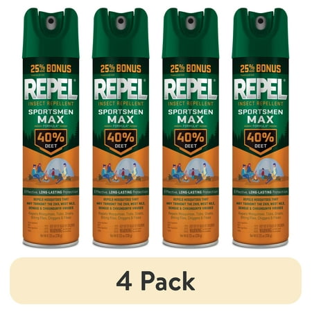 (4 pack) Repel Sportsmen Max Formula Insect Repellent Aerosol Spray w/ 40% DEET, 8.125 Ounces