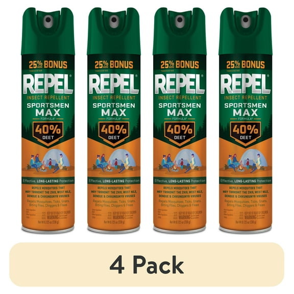(4 pack) Repel Sportsmen Max Formula Insect Repellent Aerosol Spray w/ 40% DEET, 8.125 Ounces