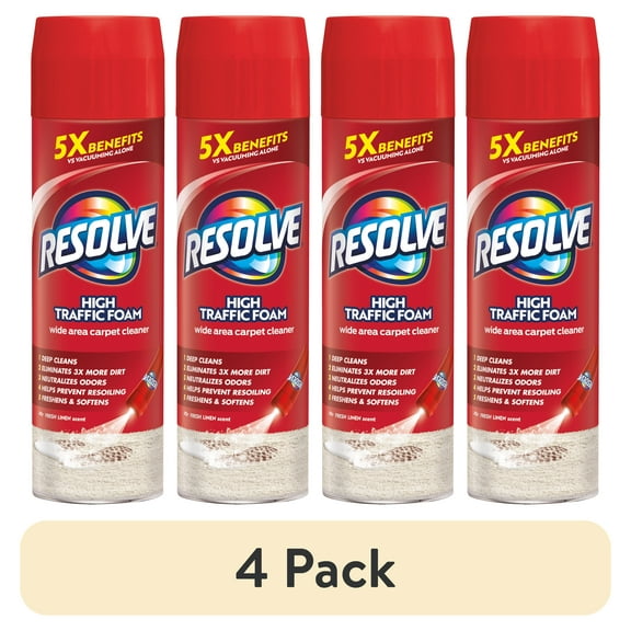 (4 pack) Resolve High Traffic Carpet Stain Cleaner Solution and Odor Remover Foam, 22 oz