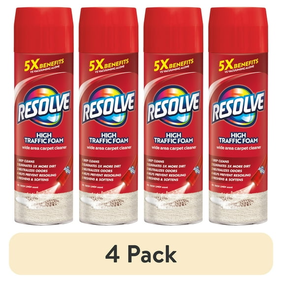 (4 pack) Resolve High Traffic Carpet Stain Cleaner Solution and Odor Remover Foam, 22 oz