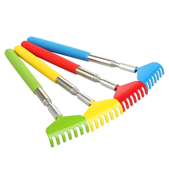 4-Pack Retractable Telescoping Back Scratchers Stainless Steel with Non Slip Handle Extends 27 inches Assorted Colors