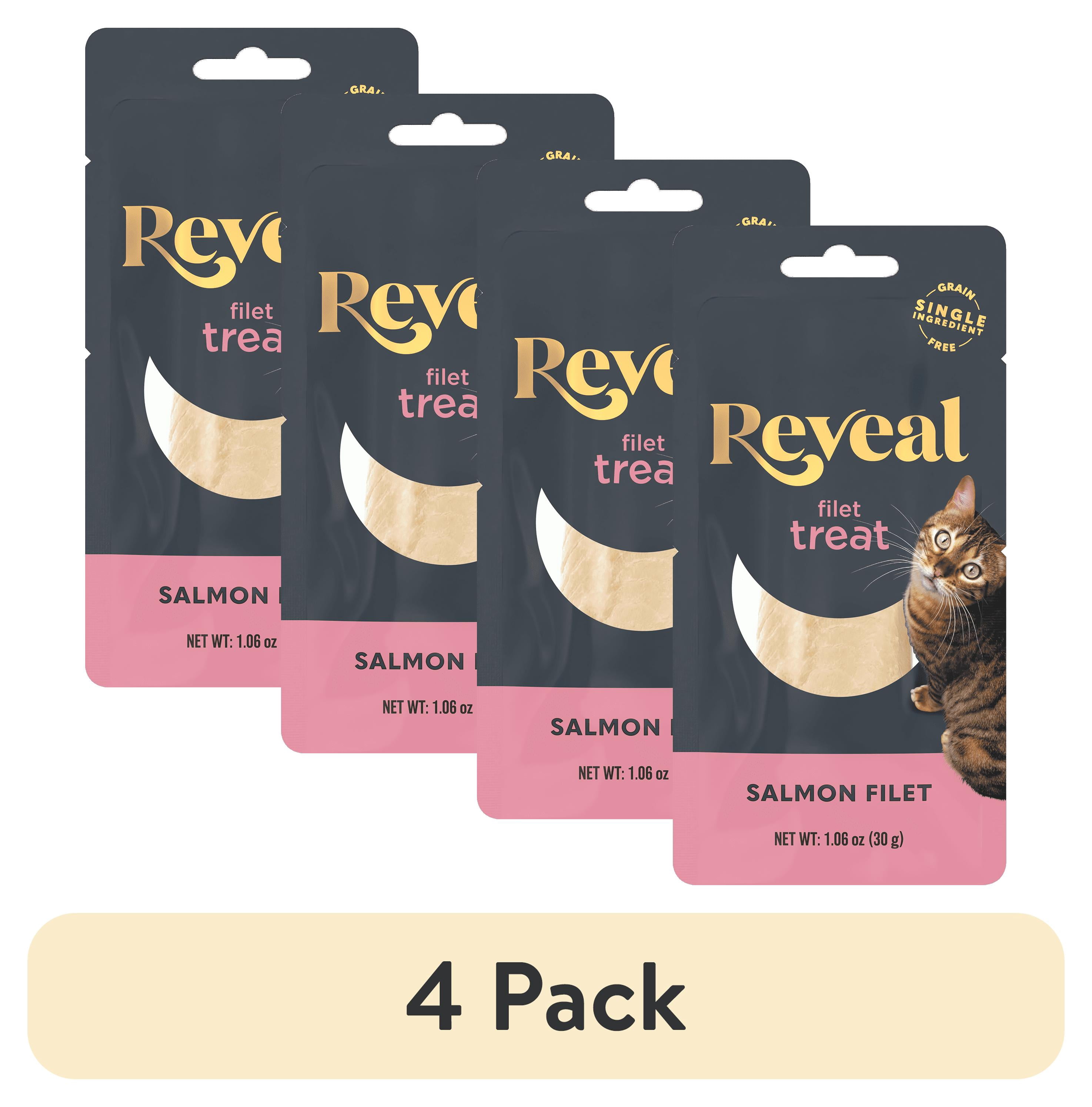 (4 pack) Reveal Pet Food Natural Cat Treats Whole Salmon Loin 1.06oz