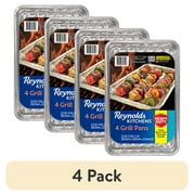 4 pack Reynolds Kitchens Slotted Disposable Grilling Pan, 13.5 x 9.6 in., 4 Count