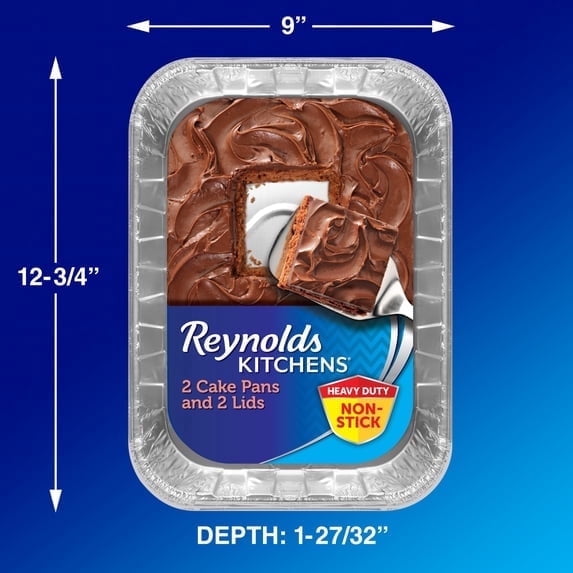 4 pack Reynolds Kitchens Non-Stick Disposable Aluminum Baking Pans with Lids, Blue, 13 x 9 in., 2 Count