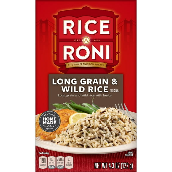 (4 pack) Rice-A-Roni Long Grain & Wild Rice Mix Packaged Meal, 4.3 oz Shelf-Stable Box