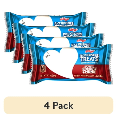 (4 pack) Rice Krispies Treats Double Chocolatey Chunk Chewy Marshmallow Snack Bars, Ready-to-Eat, 1.3 oz