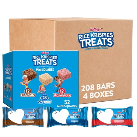 (4 pack) Rice Krispies Treats Variety Pack Chewy Mini Crispy Marshmallow Squares, Ready-to-Eat, Kids Snacks, 20.1 oz, 52 Count