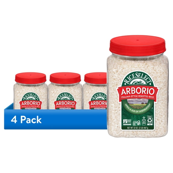 (4 pack) RiceSelect Arborio Rice, Italian-Style Rice for Risotto, 2 lb Jar