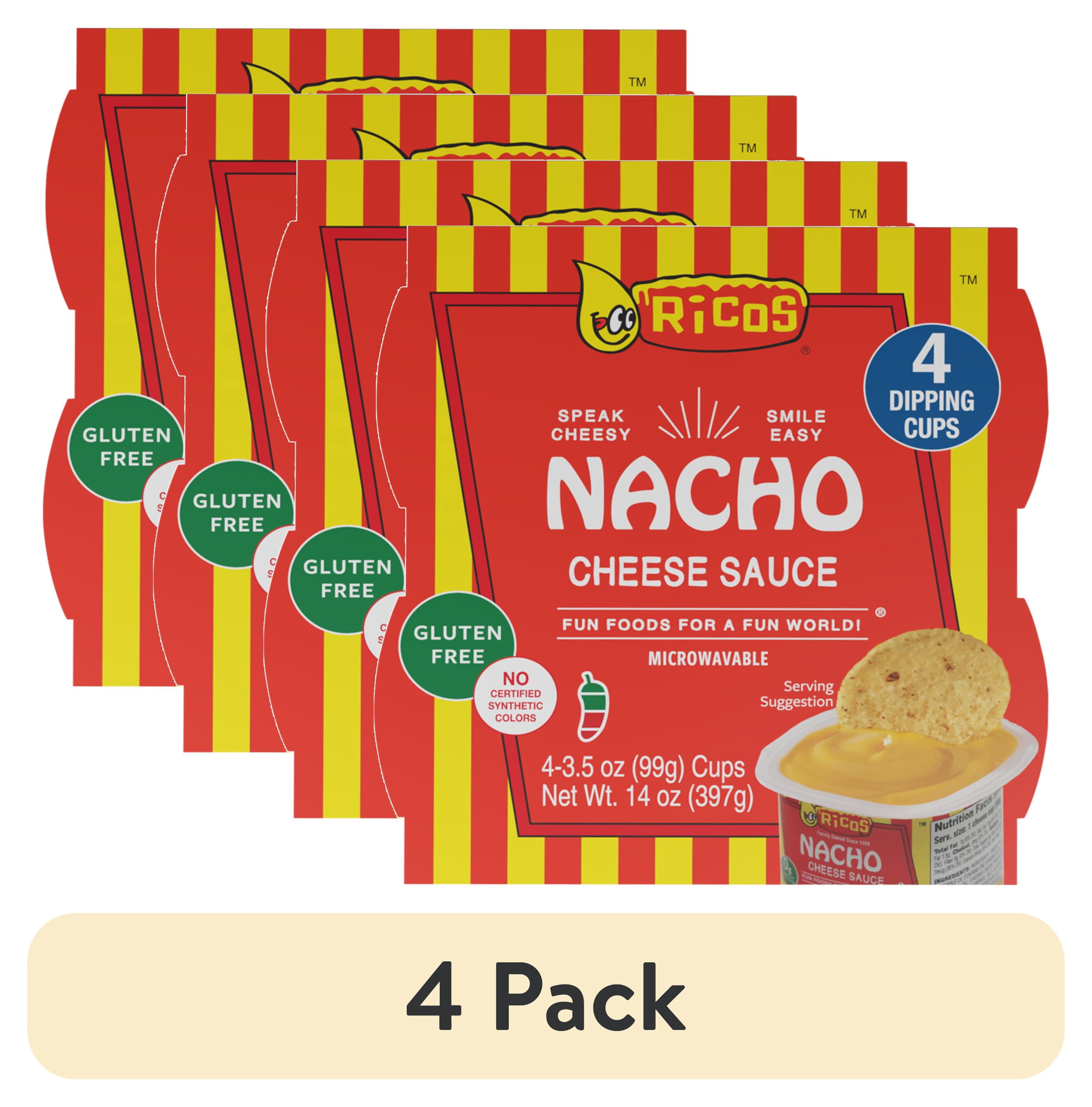 (4 pack) Ricos® Nacho Cheese Sauce 3.5oz Cup, 4 Count, Shelf-Stable, Ready-to-Eat