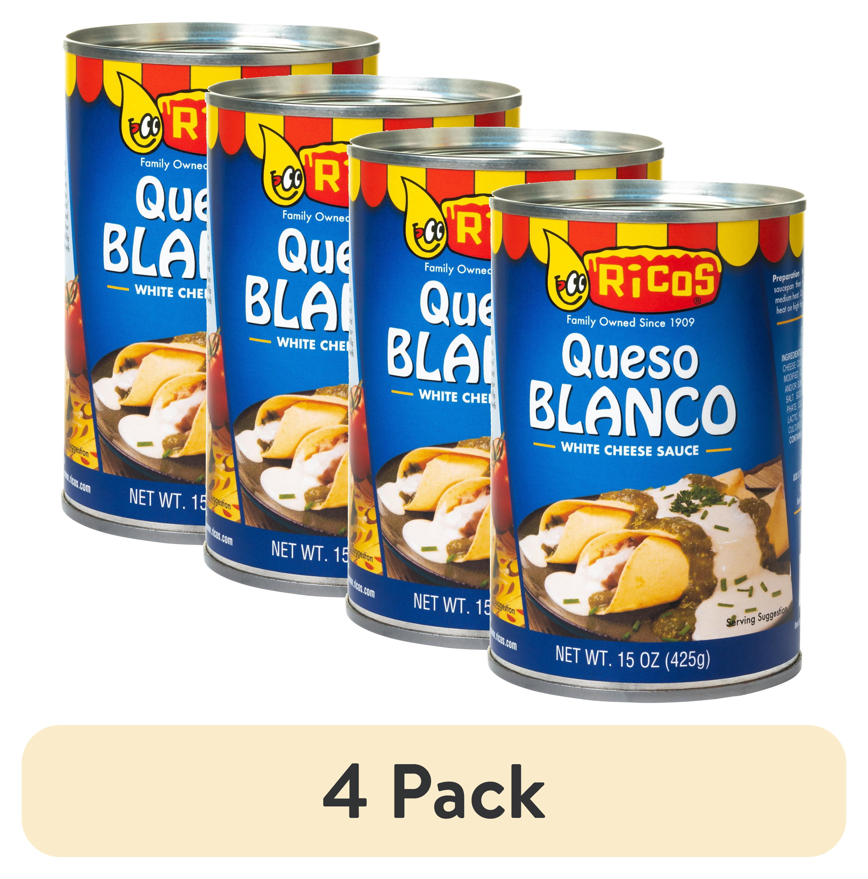 (4 pack) Ricos Queso Blanco White Cheese Sauce, 15 oz Can, Shelf-Stable, Liquid