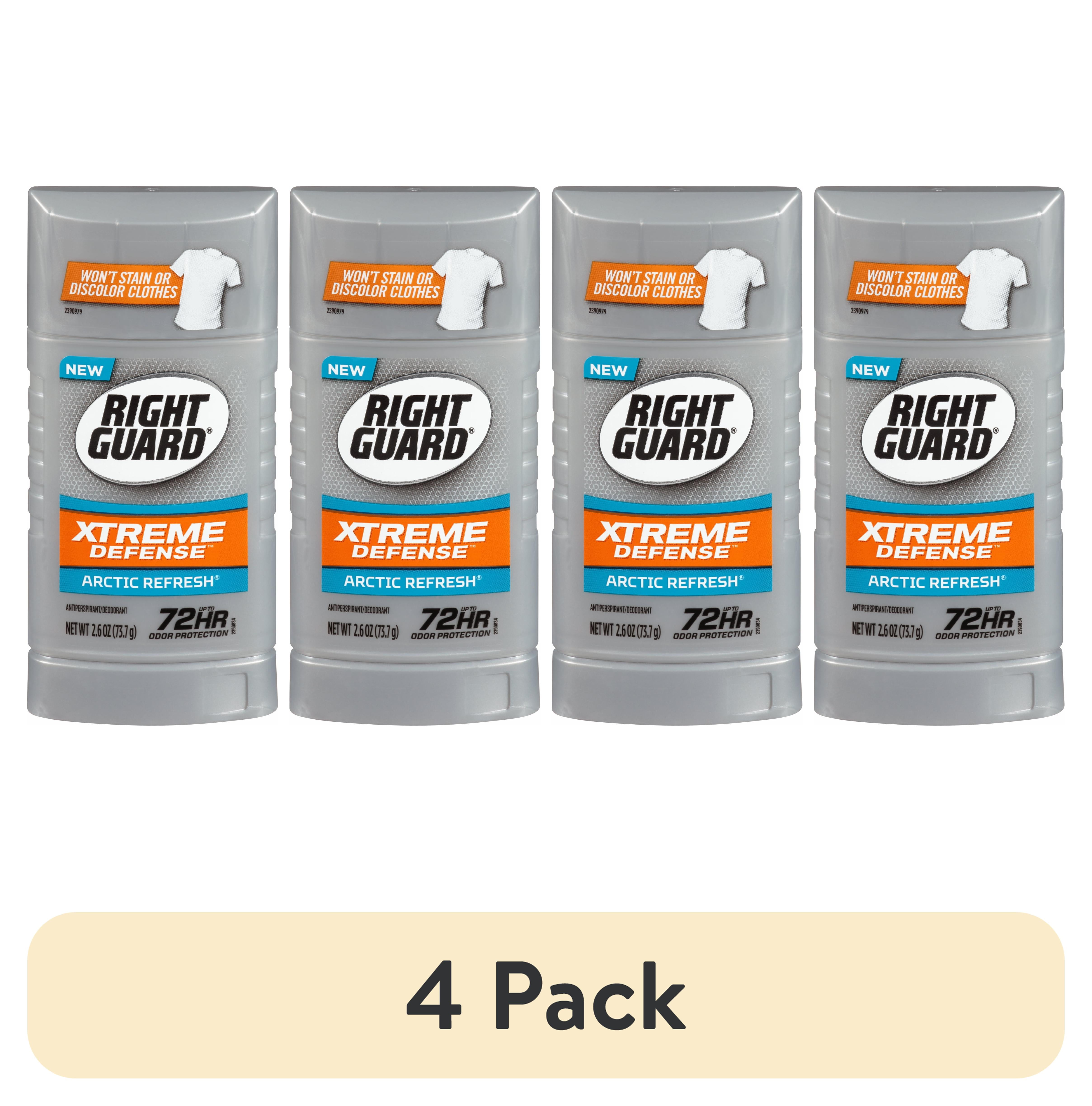 (4 pack) Right Guard Xtreme Defense Solid Antiperspirant & Deodorant for Men, Arctic Refresh, 2.6 oz.