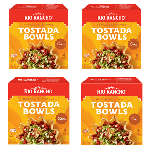 (4 pack) Rio Rancho Tostada Bowls Gluten Free Restaurant-Style Multigrain Corn Bowls, 4 Count, Box