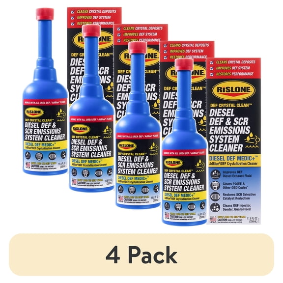 (4 pack) Rislone DEF Crystal Clean Diesel DEF & SCR Emissions System Cleaner Diesel Exhaust Fluid, 11.8 Fl oz