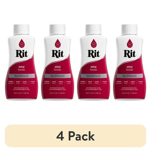 (4 pack) Rit, All Purpose Liquid Dye, Wine, 8 fl oz