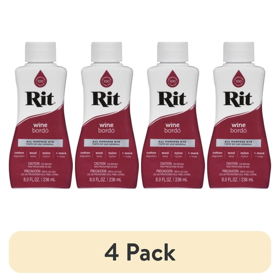 (4 pack) Rit, All Purpose Liquid Dye, Wine, 8 fl oz