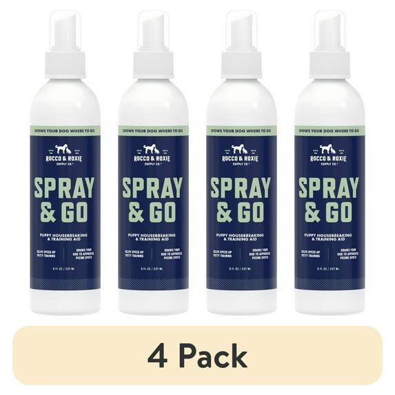 (4 pack) Rocco & Roxie Spray & Go Potty Training Attractant Spray for Dogs and Puppies, 8 oz