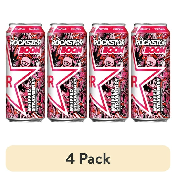 (4 pack) Rockstar Boom! Whipped & Blended Strawberry Energy Drink, 16 oz, 1 Count Can