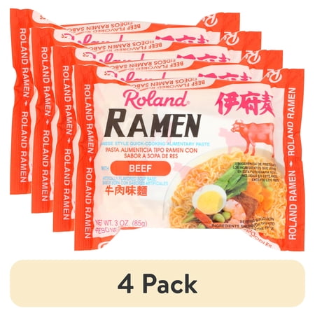 (4 pack) Roland Beef Ramen Noodle Soup 3oz