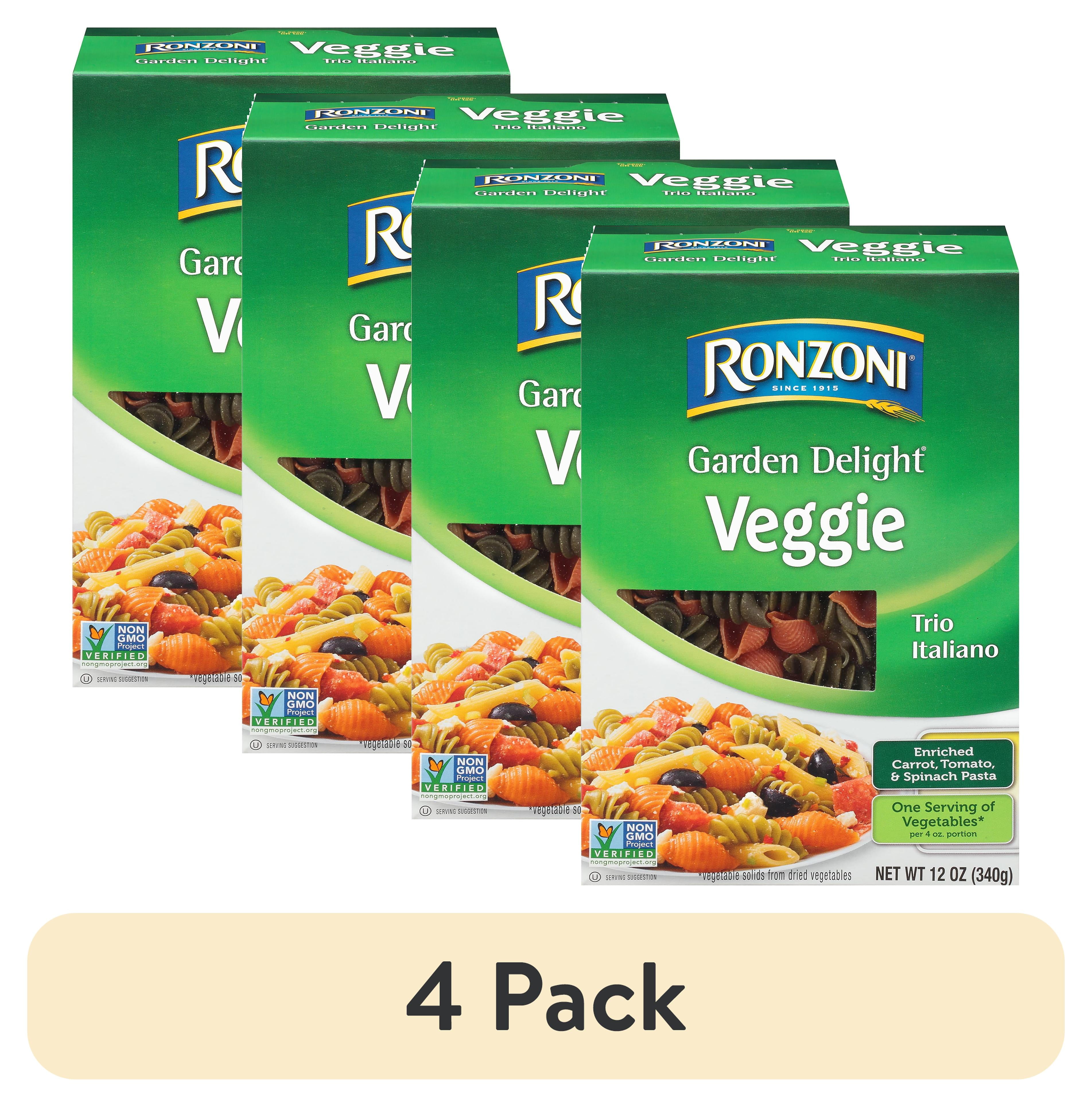4 pack) Ronzoni Veggie Trio Italiano, Non-GMO Pasta, 3 Shapes, 12
