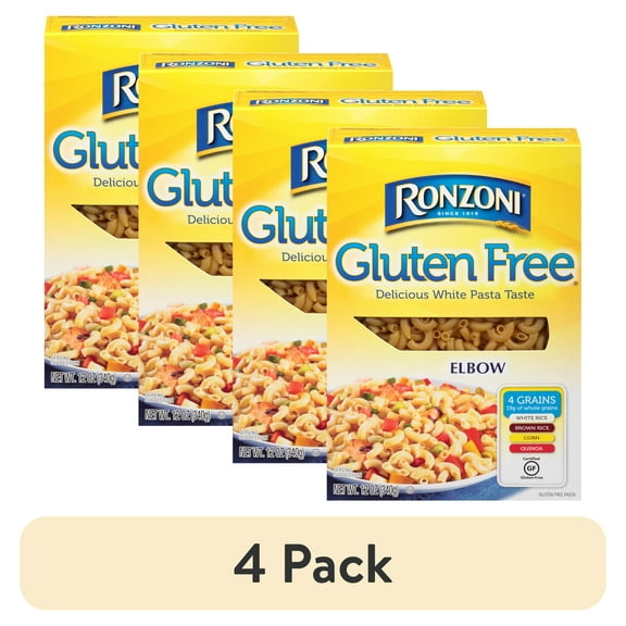 (4 pack) Ronzoni Gluten Free Elbow Pasta, 12 oz.Shelf Stable Carton Box