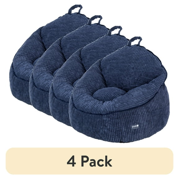 (4 pack) Room Revival Compressed Foam Bean Bag Chair for Kids, Navy Blue