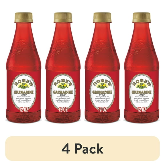 (4 pack) Rose's Cane Sugar Grenadine Mixer, 12 fl oz, Bottle