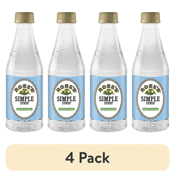 (4 pack) Rose’s Simple Syrup 12 OZ Bottle, | Perfect for Cocktails, Beverages, and Mixers