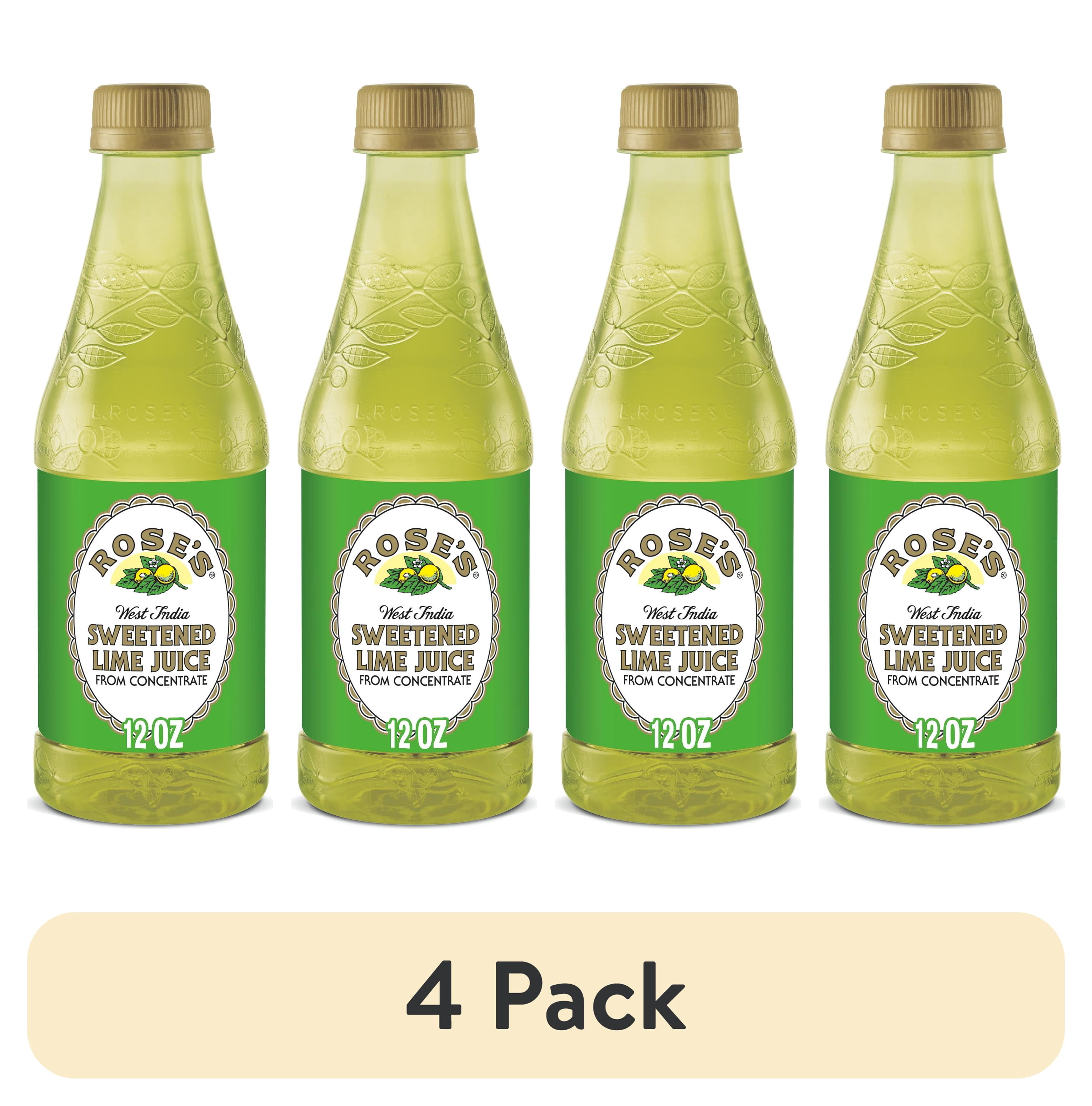 (4 pack) Rose's Sweetened Lime Juice, 12 fl oz, Bottle