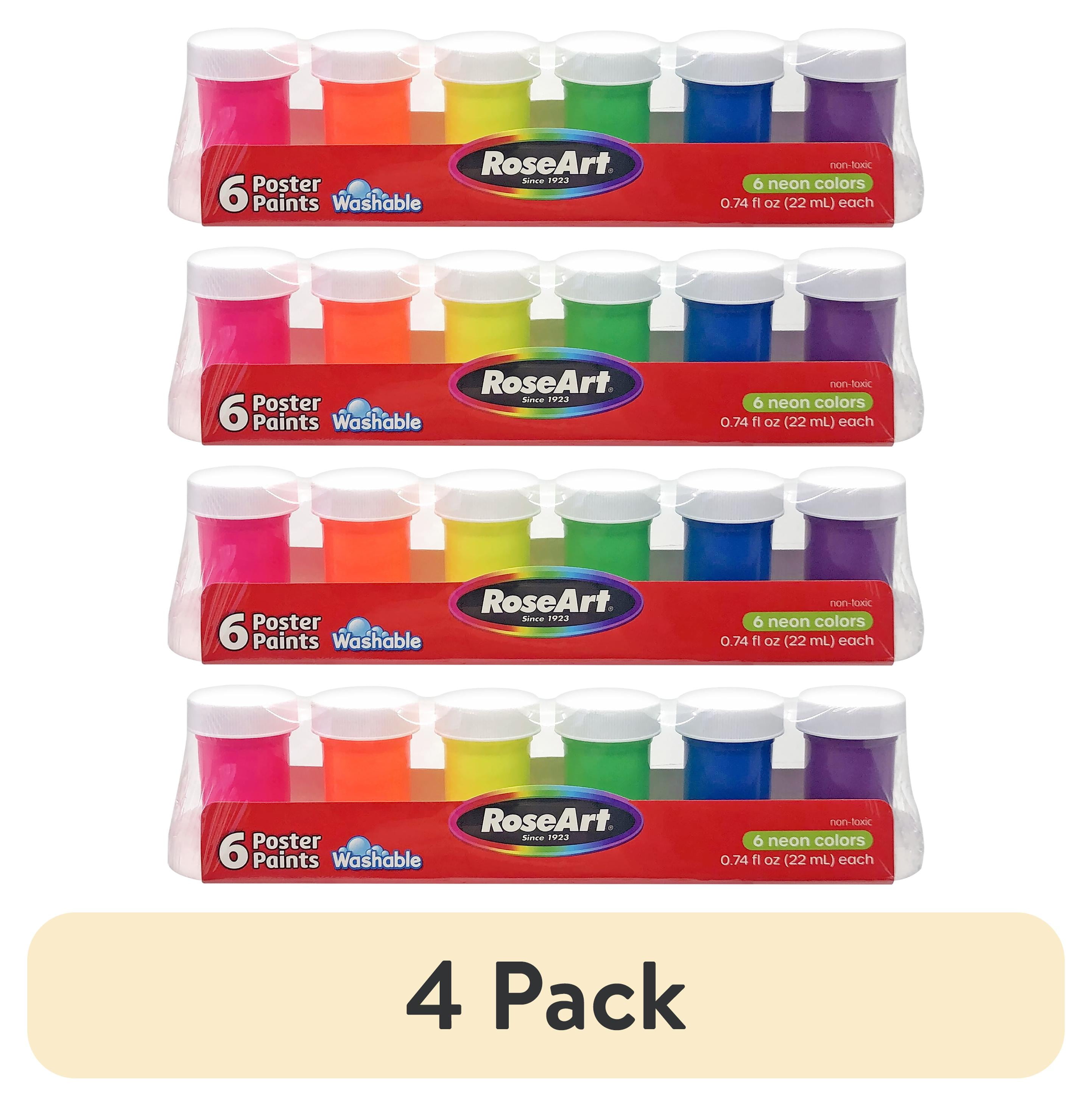 (4 pack) RoseArt  Neon Washable Tandem Paint, 6 Vibrant Colors