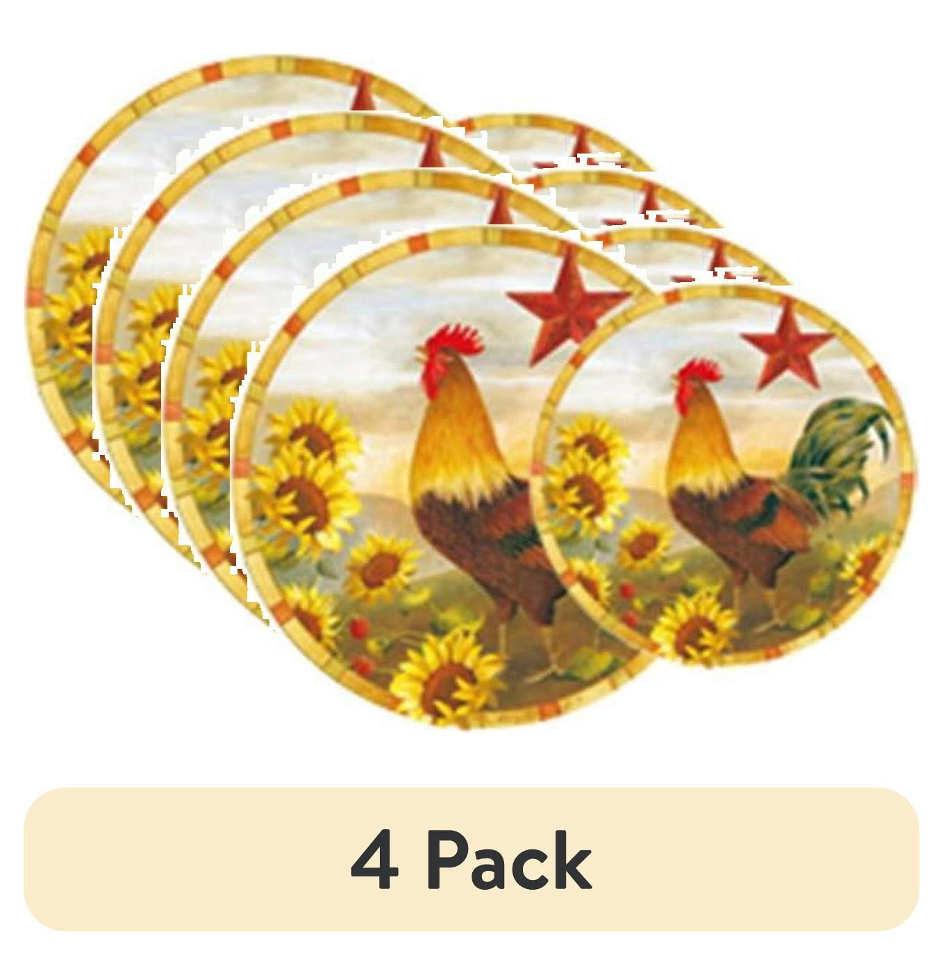 (4 pack) Round Electric Stovetop Burner Cover Set of 4, Rooster Morning
