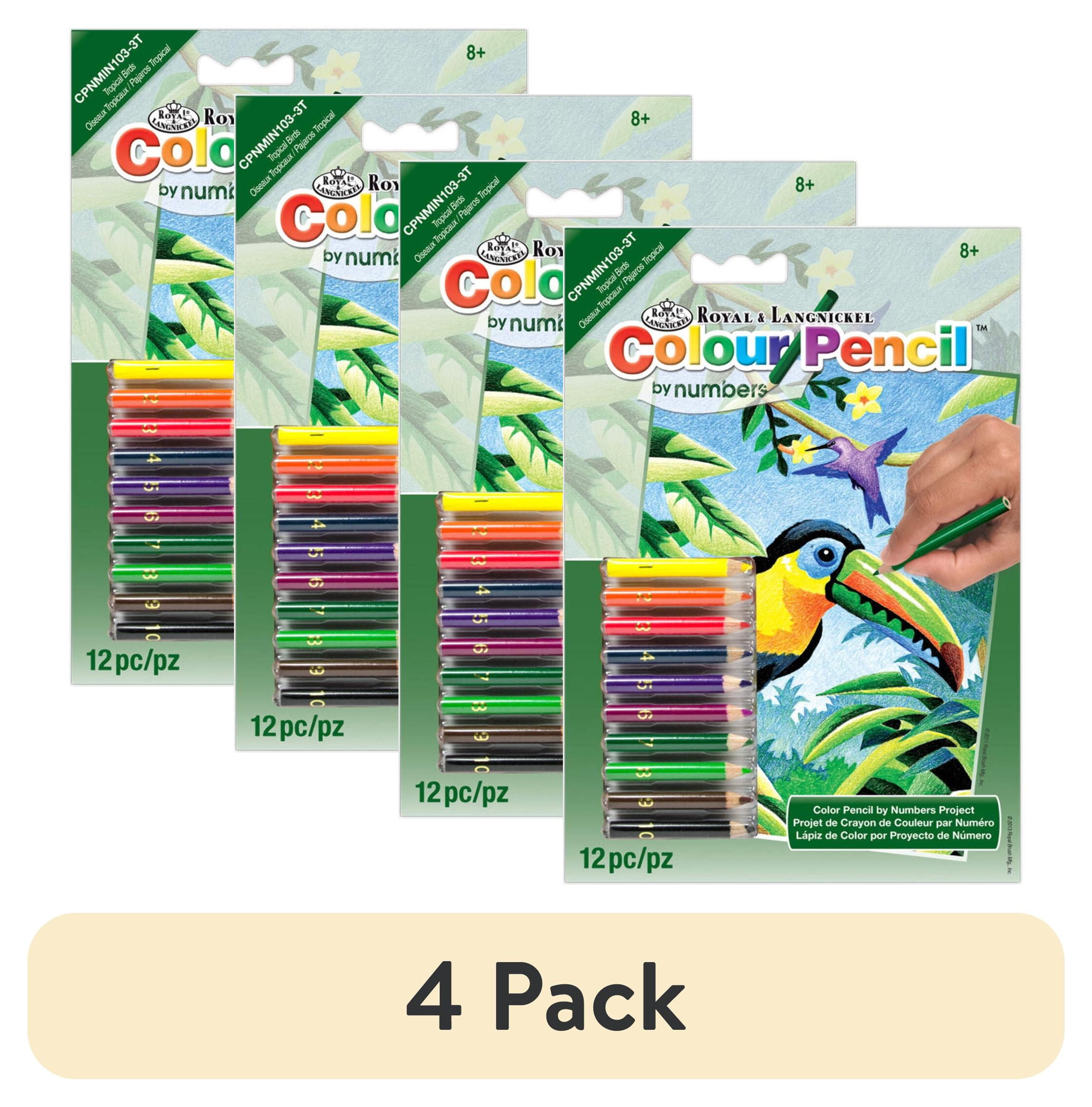 (4 pack) Royal & Langnickel(R) Mini Color Pencil By Number Kit 5"X7"-Tropical Birds