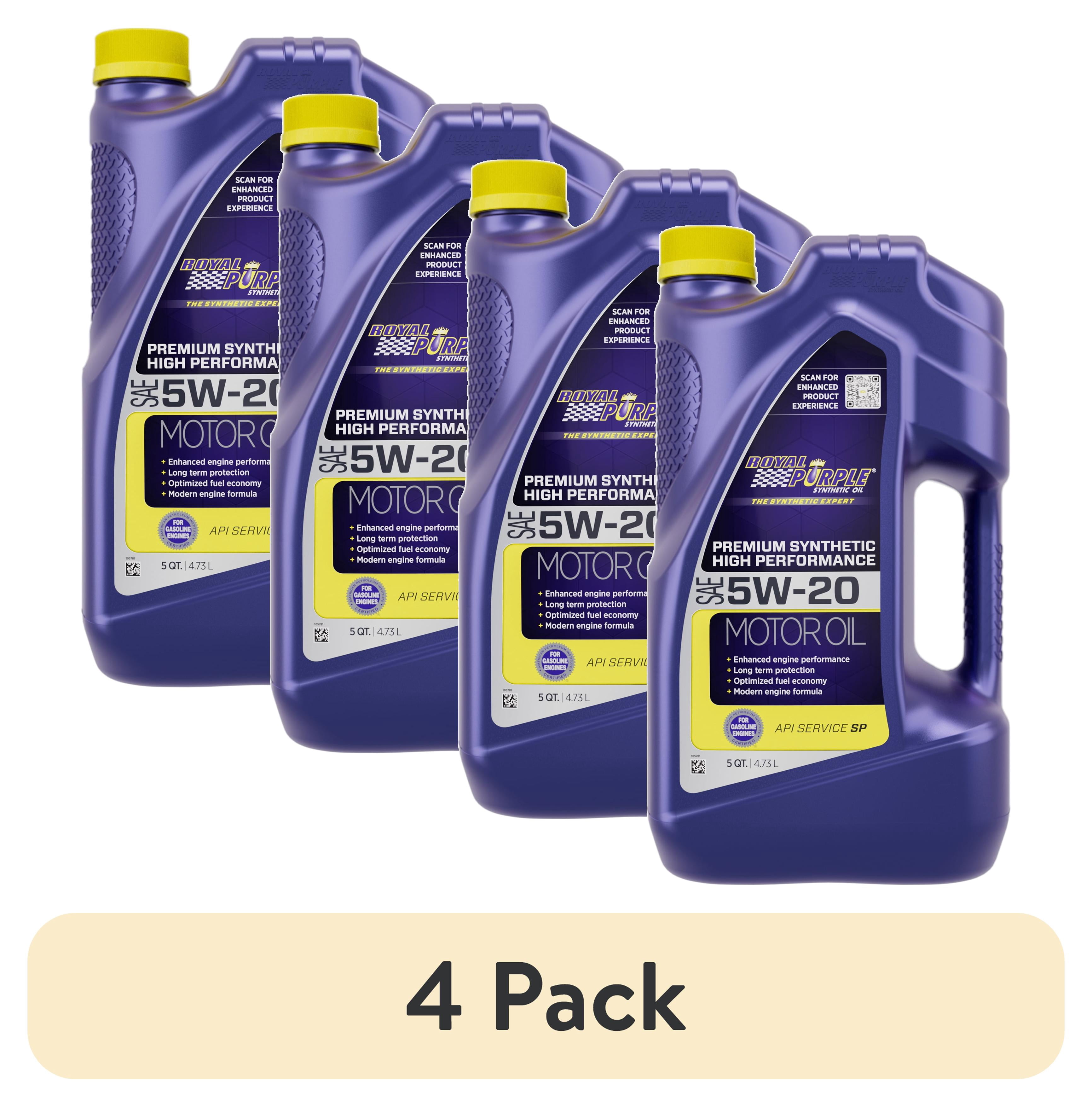 (4 pack) Royal Purple High Performance Motor Oil 5W-20, Premium Synthetic Motor Oil, 5 Quarts