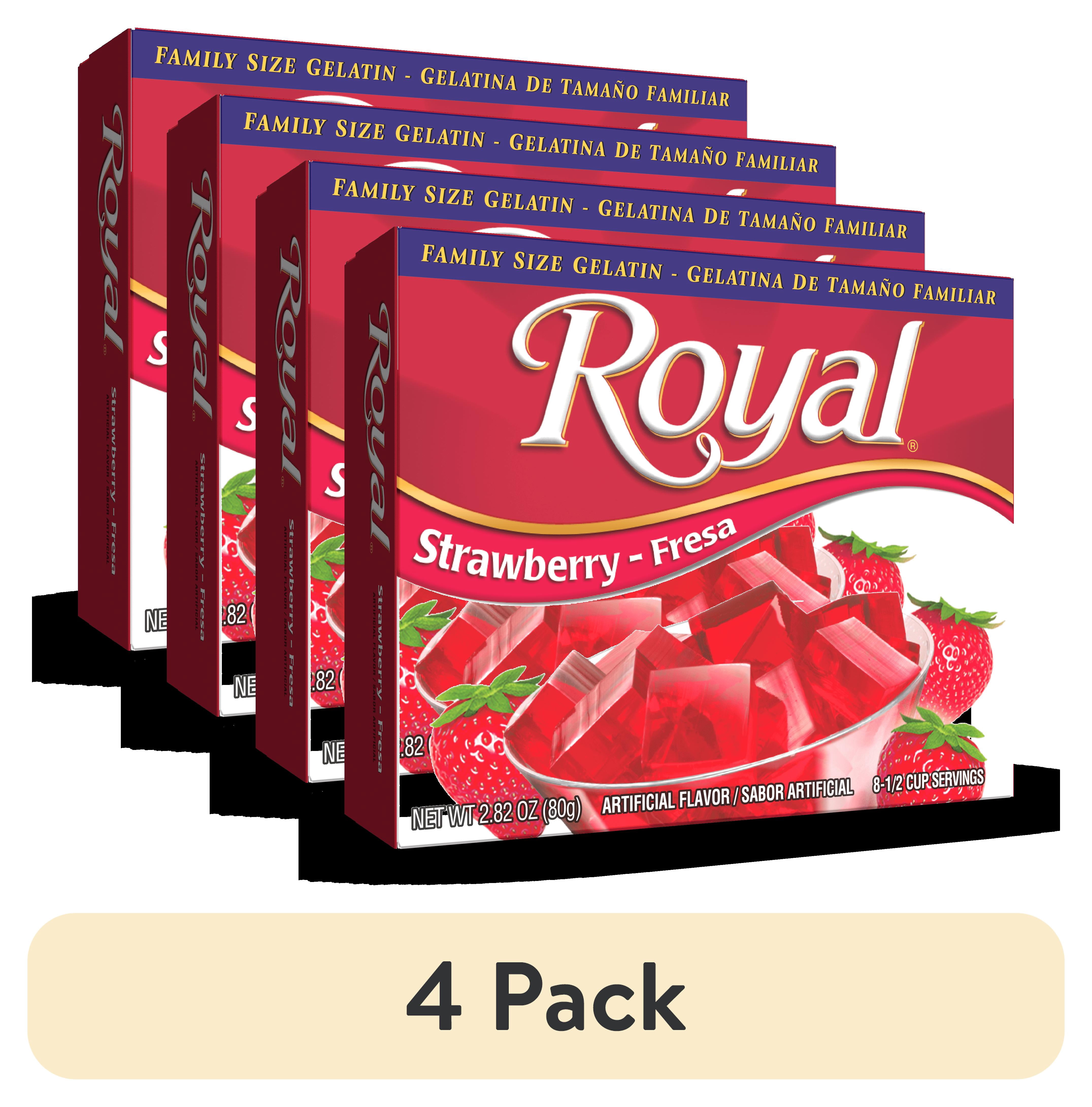 (4 pack) Royal Strawberry Gelatin Mix, Family Size, 2.82 oz