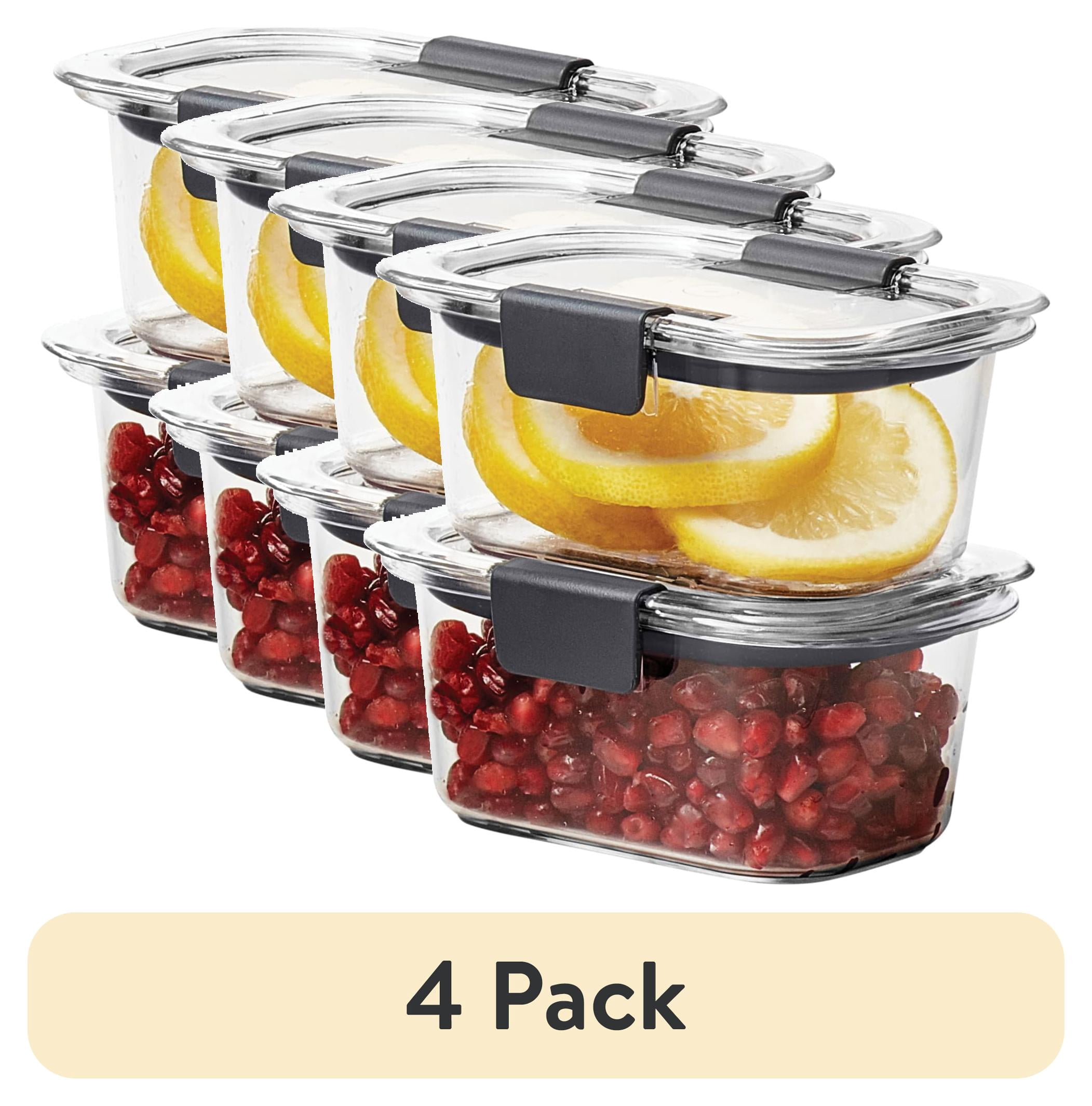 (4 pack) Rubbermaid Brilliance 1.3 Cup Stain-Proof Food Storage Container, Set of 2